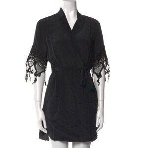 Sold Out! Stone Cold Fox vintage-inspired silk kimono, lace trim, OS
